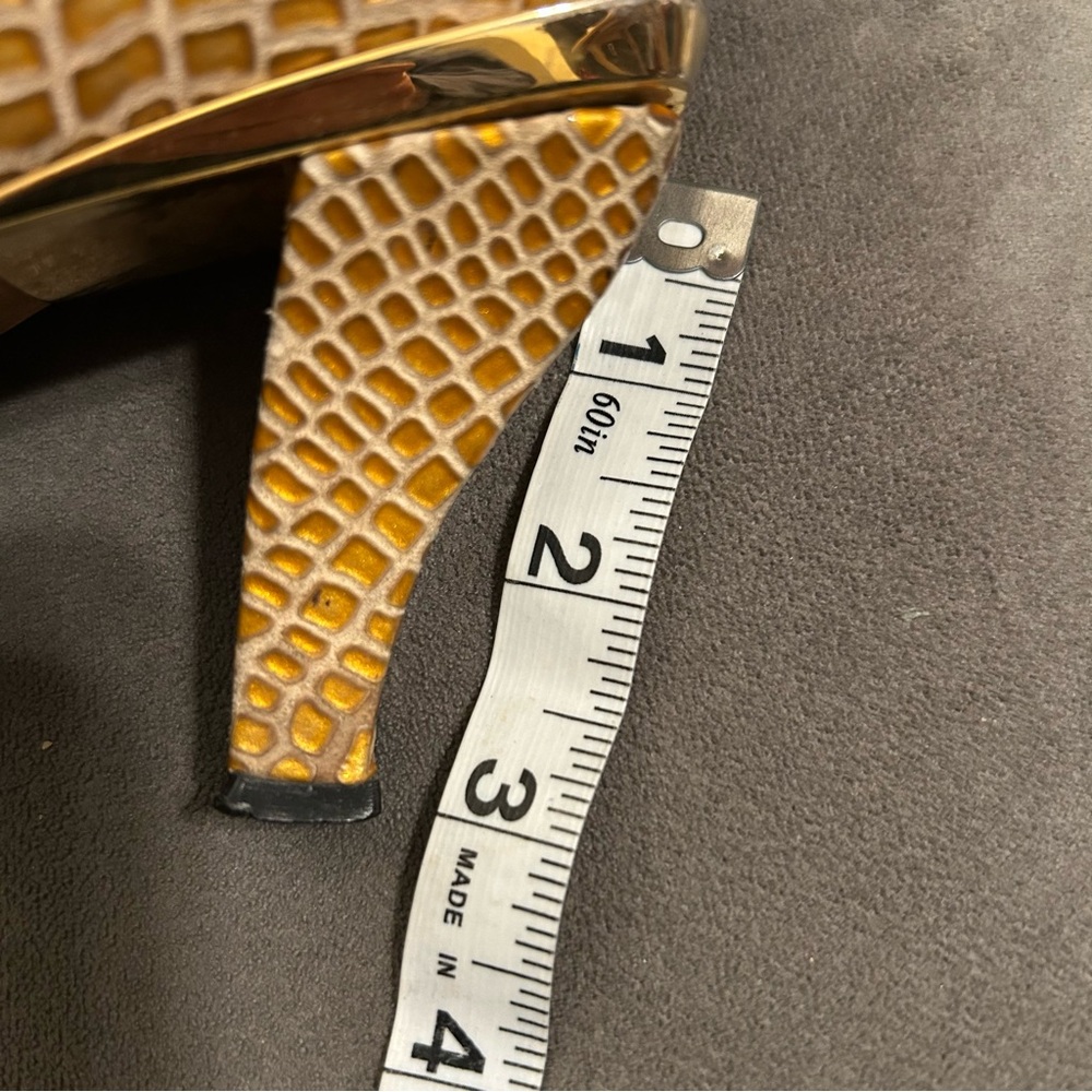 Vintage Timothy Hitsman Womens 8M Pumps Gold Leather Faux Snake Skin see desc - Picture 11 of 13